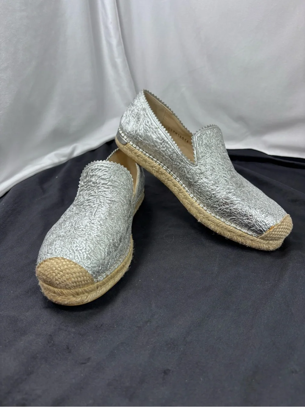 Stuart Weitzman Metallic Silver Leather Espadrille Flats | Size 8 Made in Spain